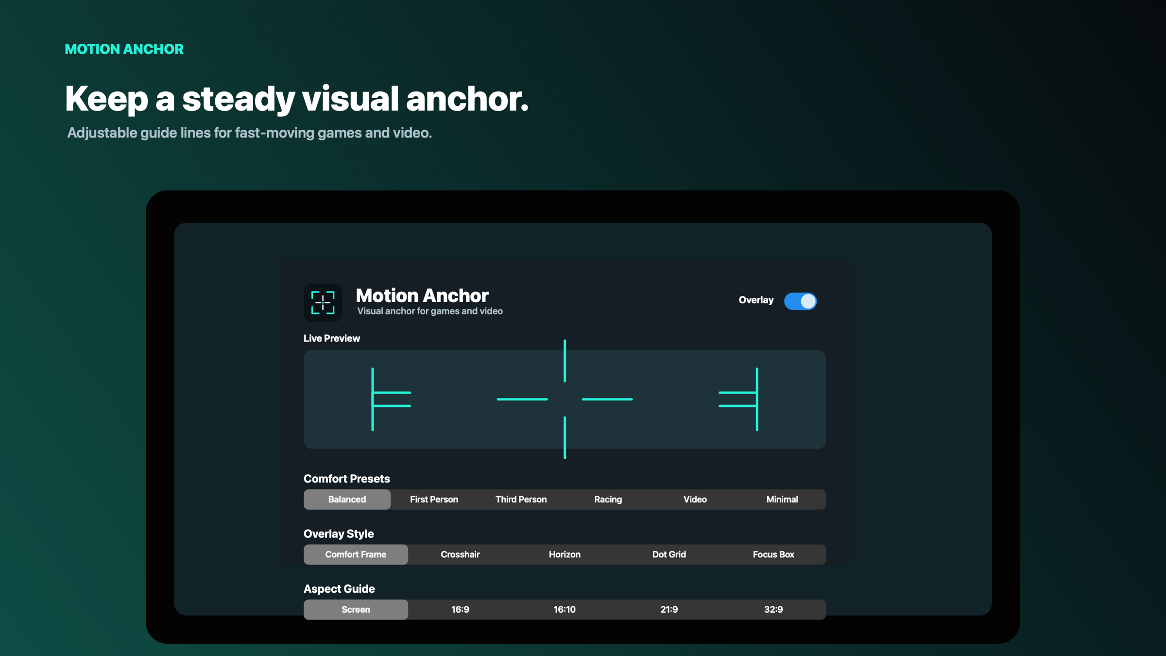 Motion Anchor running on a MacBook